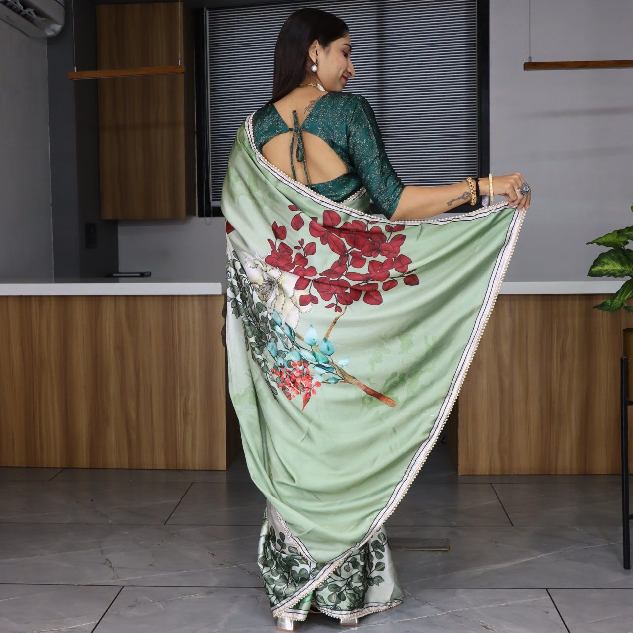Japan satin Saree with Digital print