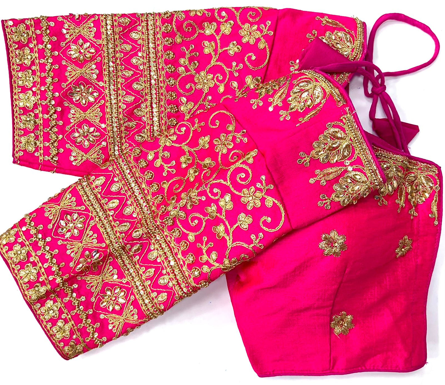 Pink color silk sequins work lehenga blouse