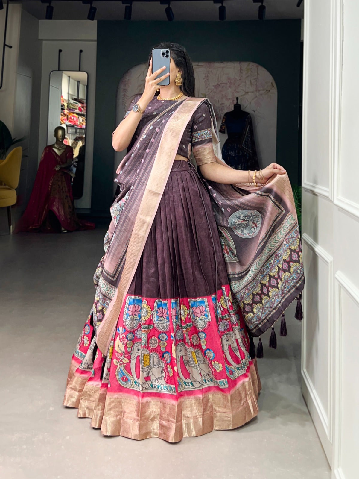 Traditional lehenga choli dola silk with price