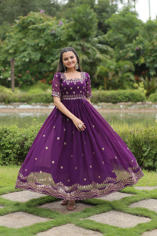 Wine colour Gown for Wedding