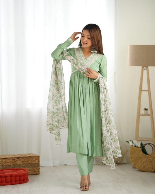 Pista color silk salwar kameez for women price