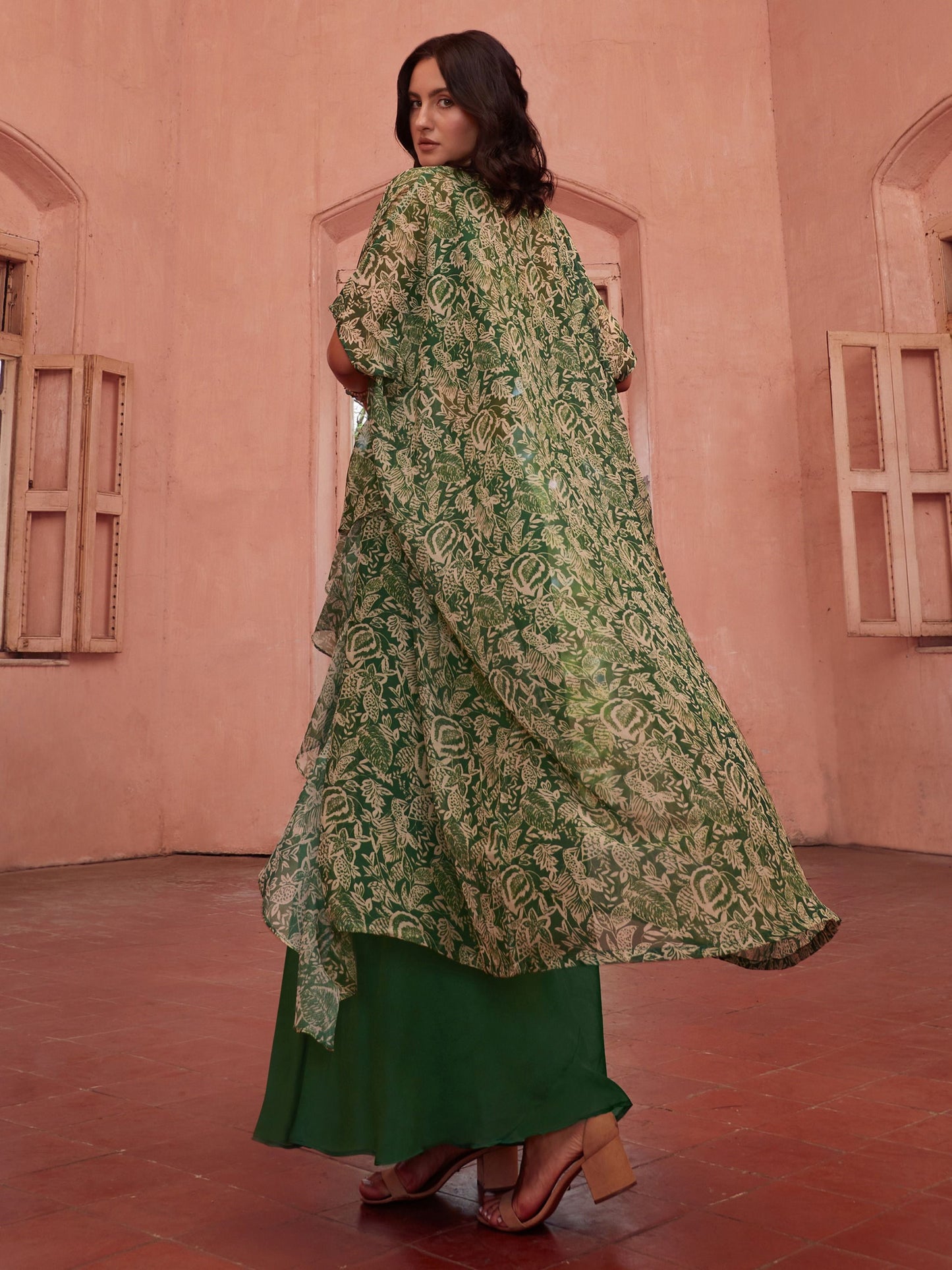 Dark green georgette salwar suit for women