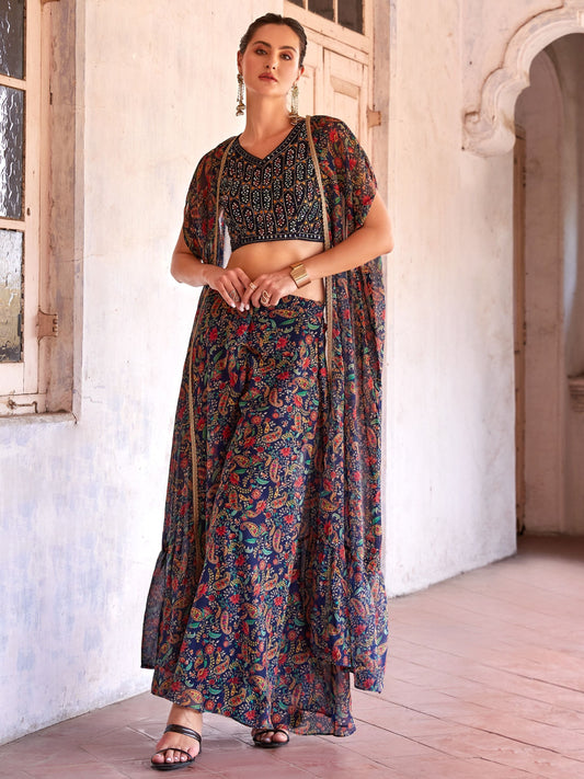 Blue color georgette salwar suit for women with dupatta