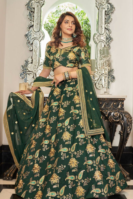 dark green lehenga for bride