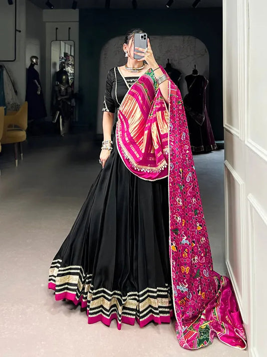 Black color silk georgette lehenga choli