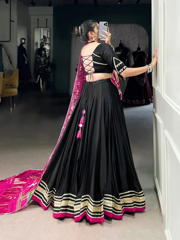 Black color silk georgette lehenga for navratri