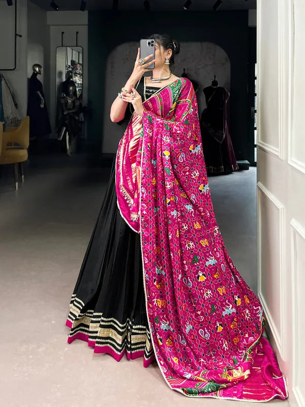 Black color silk georgette lehenga