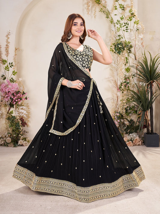 Wedding wear black color ghagra choli USA