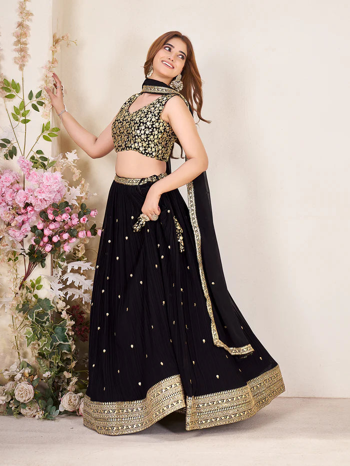Black color georgette chaniya choli for party