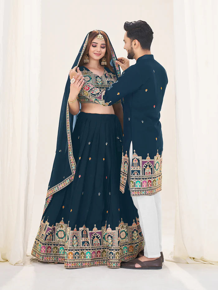 Navy Blue Couple Dress For Wedding
