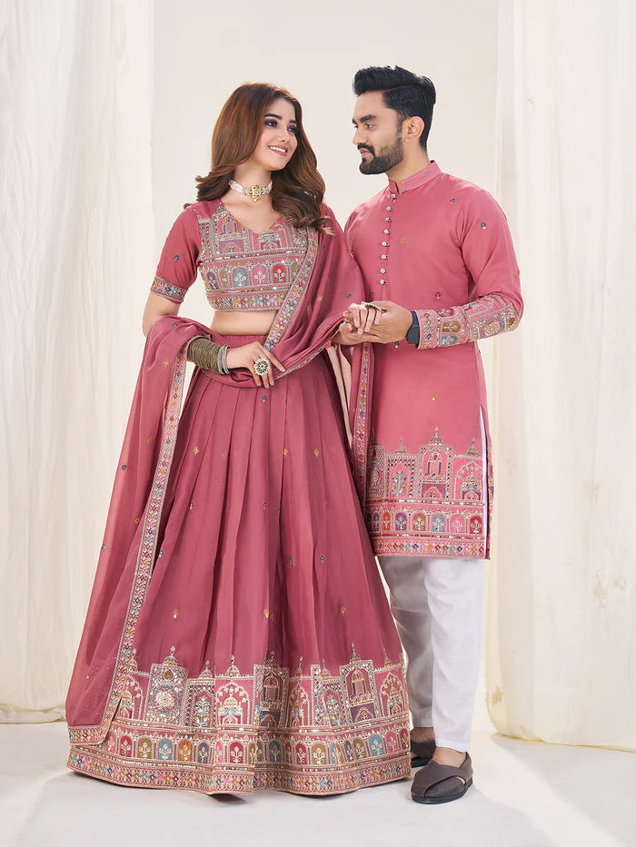 Engagement wear pink georgette outfits