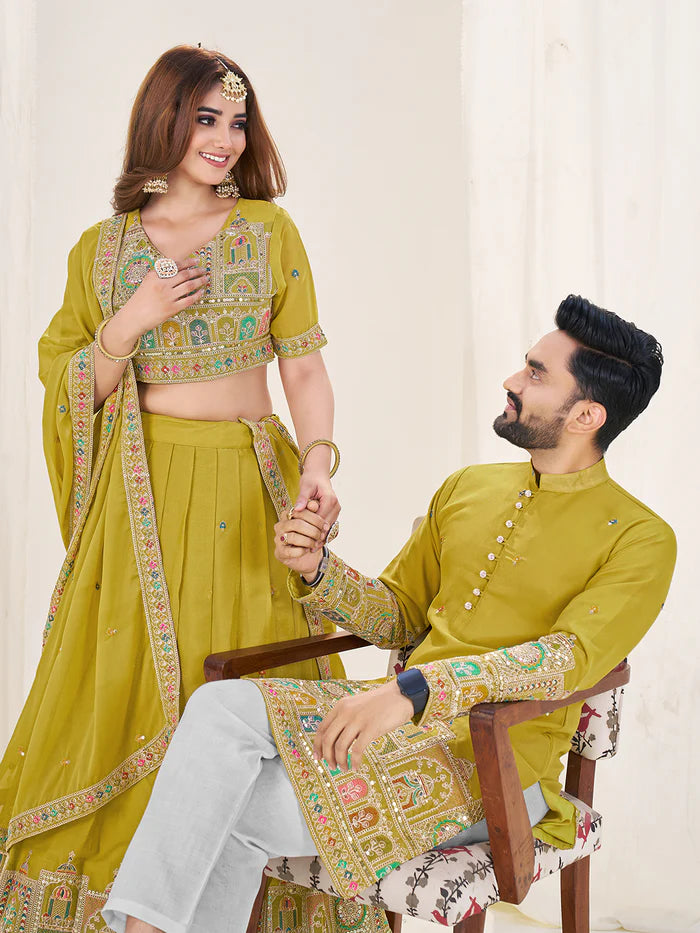 Engagement wear green color outfits