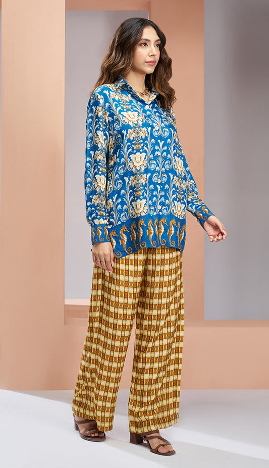 Royal blue color muslin silk top and pant price