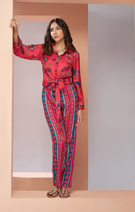 Pink color pure muslin silk co ord set online shopping