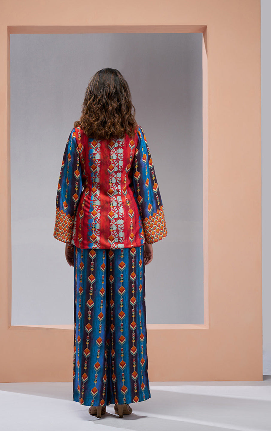 Navy blue color pure muslin silk co ord set for women