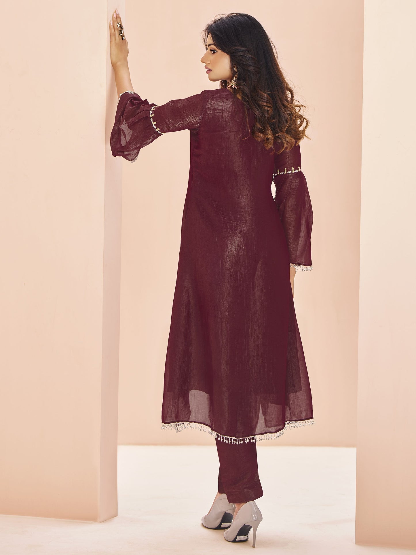 Maroon organza salwar suit for women online