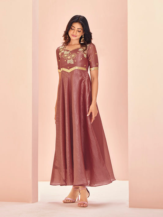 Coral organza salwar suit for women
