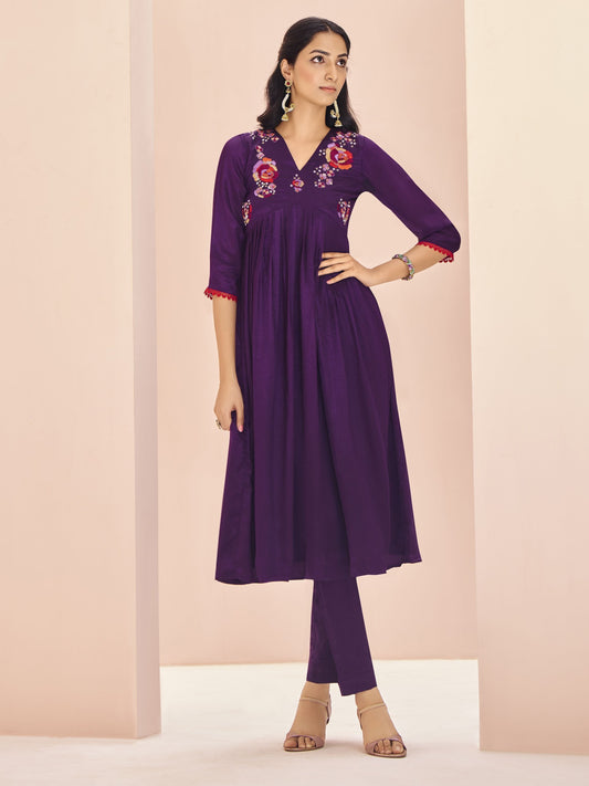 Purple color chinon salwar suit for women