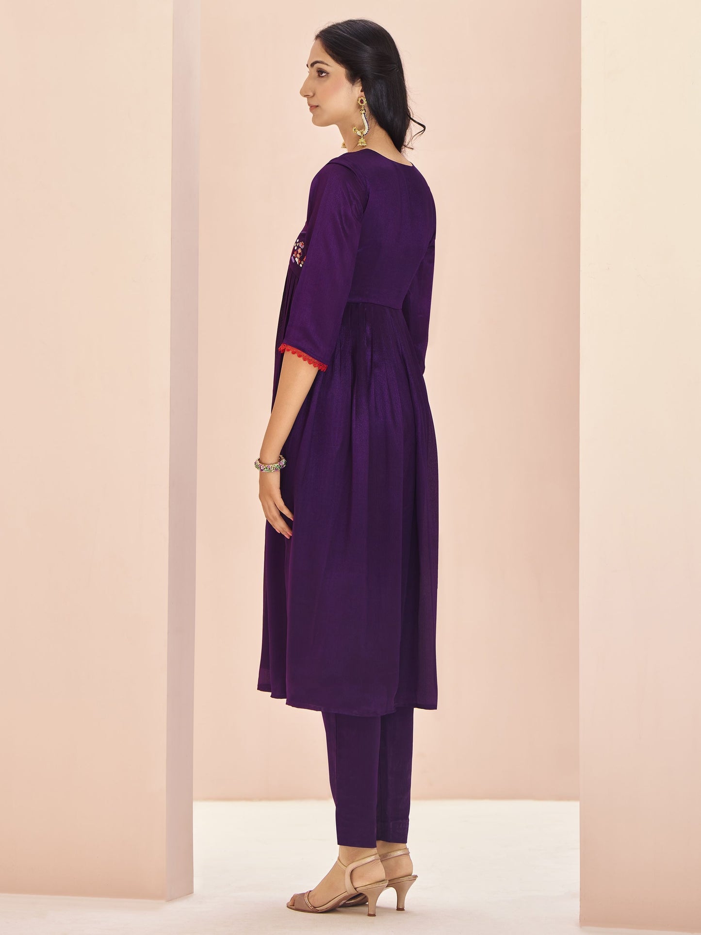 Purple color chinon salwar suit for party wear