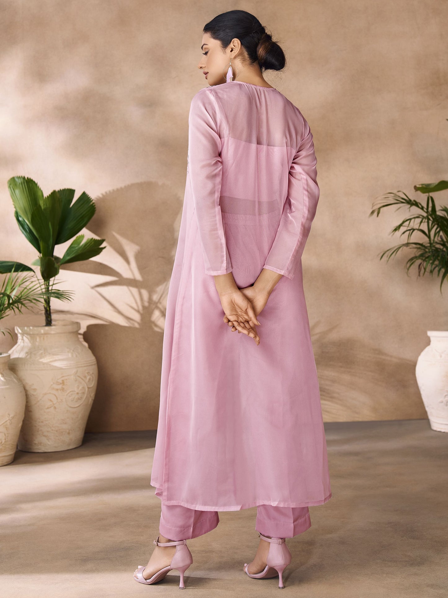 Pink color organza co ord online