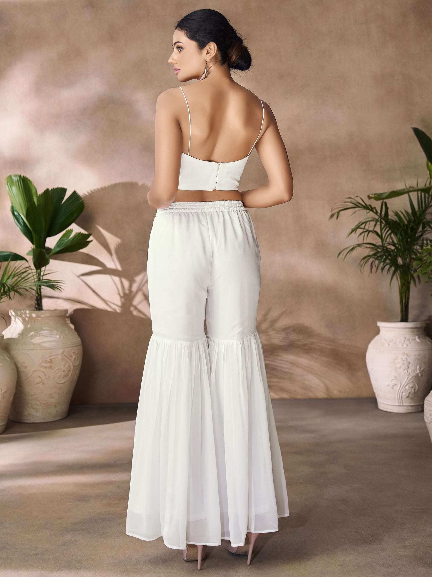 White color georgette co ord set images