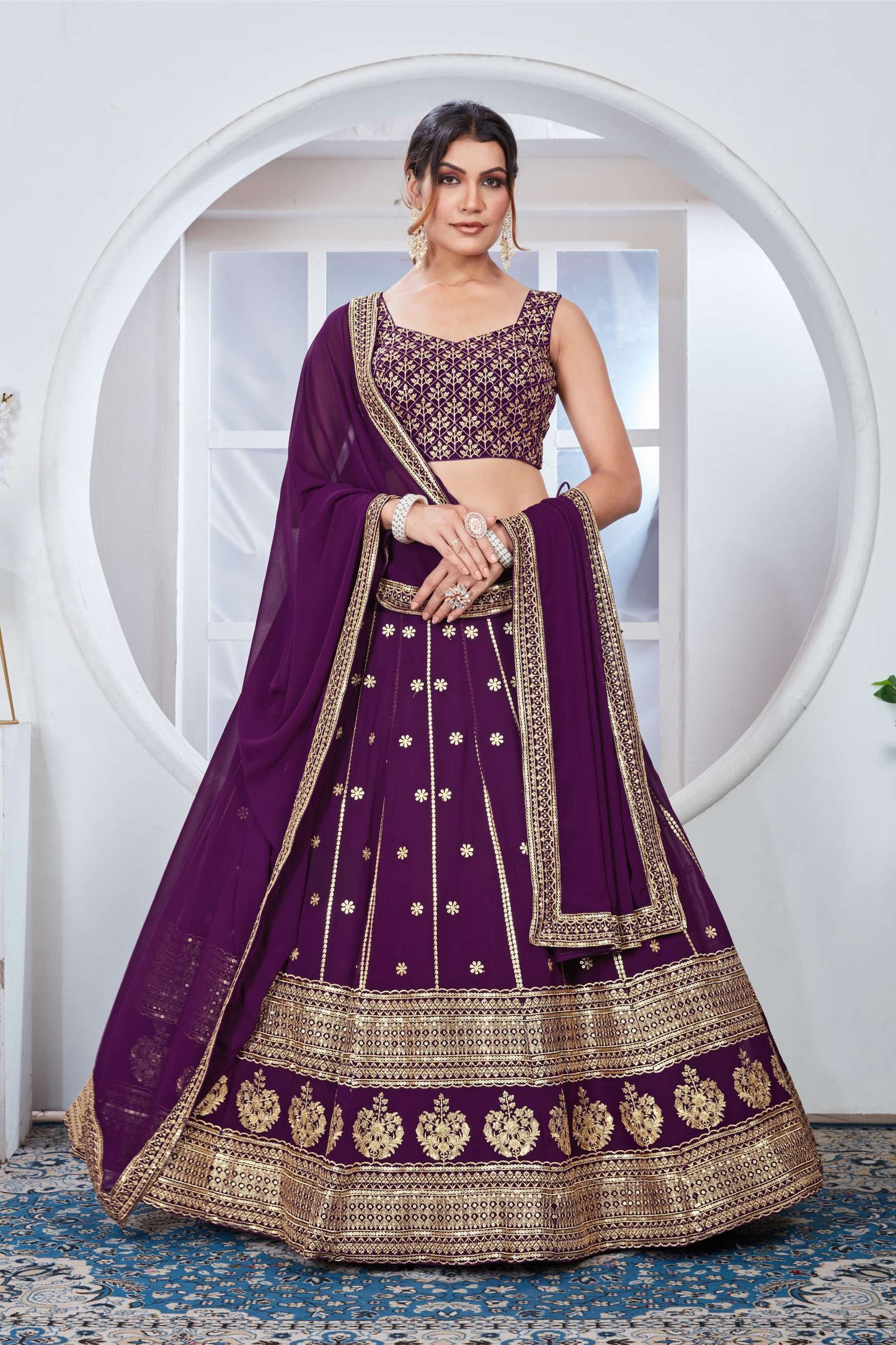 Purple color georgette lehenga choli for women