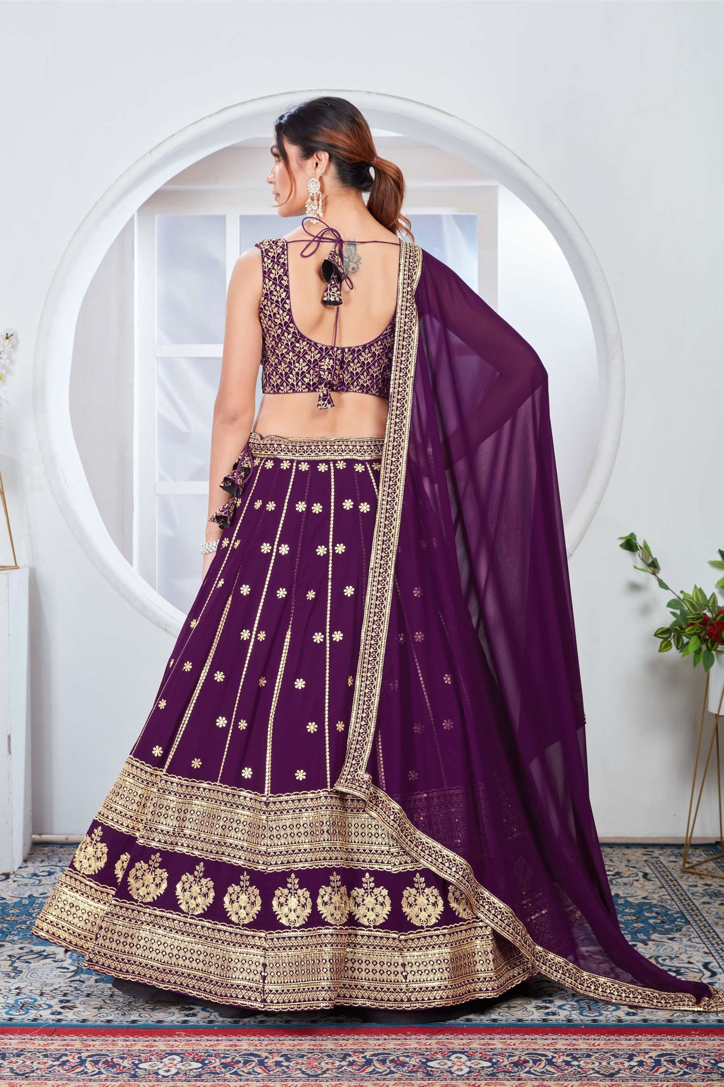 Purple color georgette lehenga choli with dupatta online