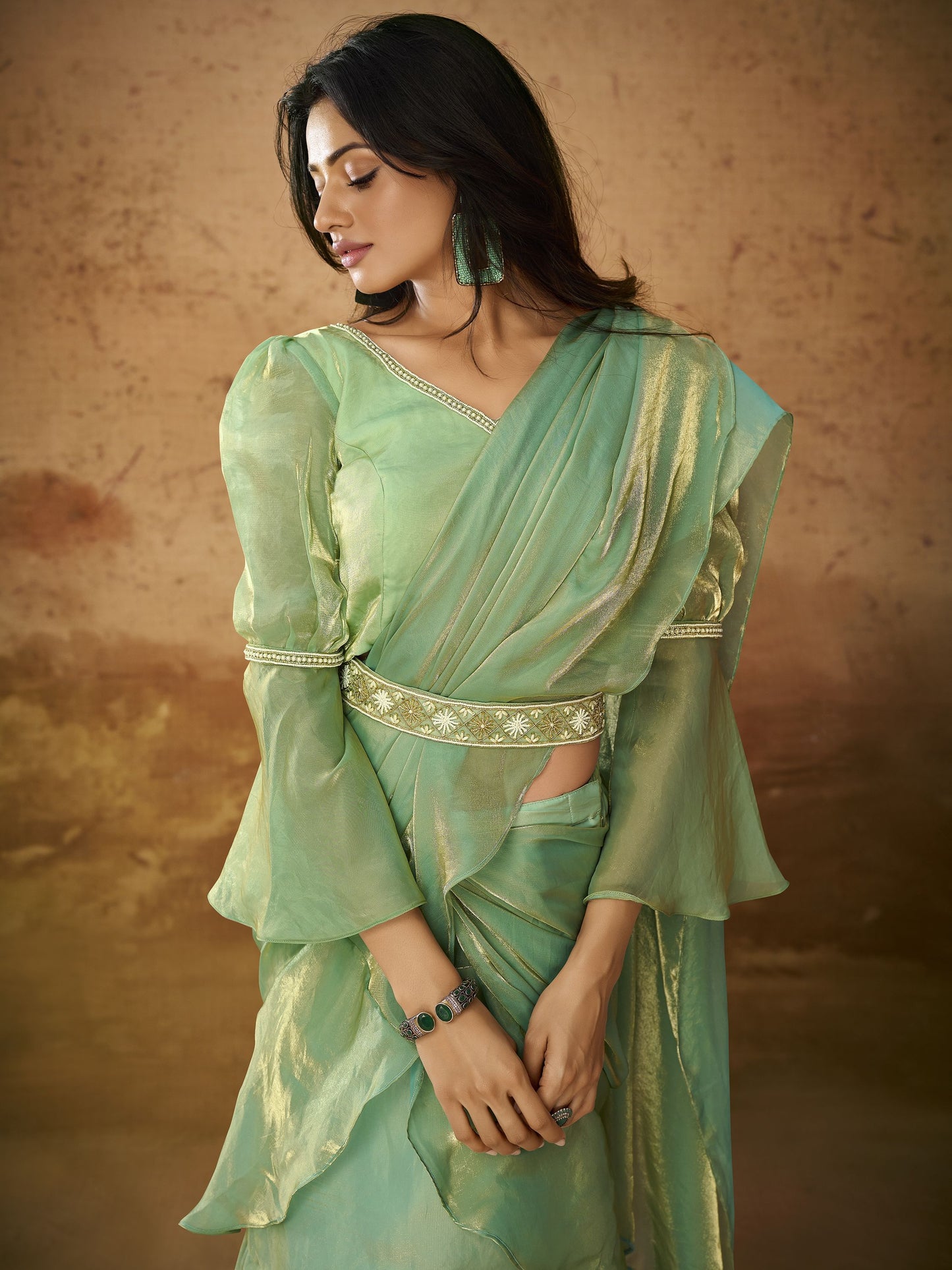 Pista Green Organza Saree images
