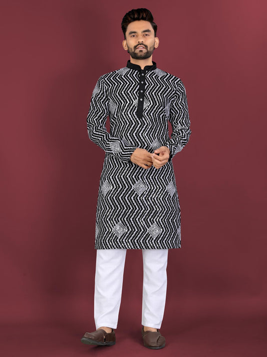 Simple Black Kurta Design for Men new york usa