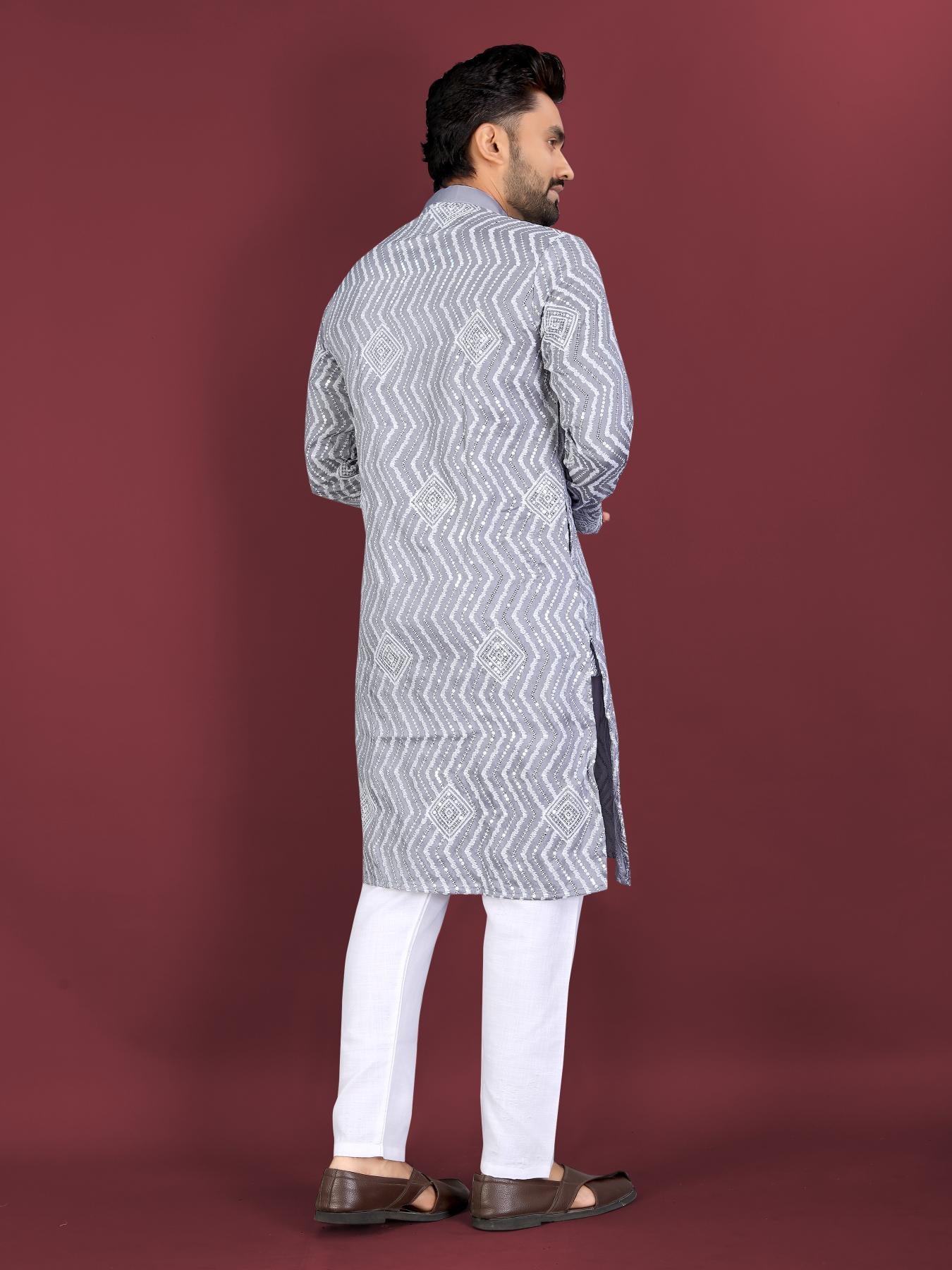 Silk punjabi men kurta pajama for wedding event