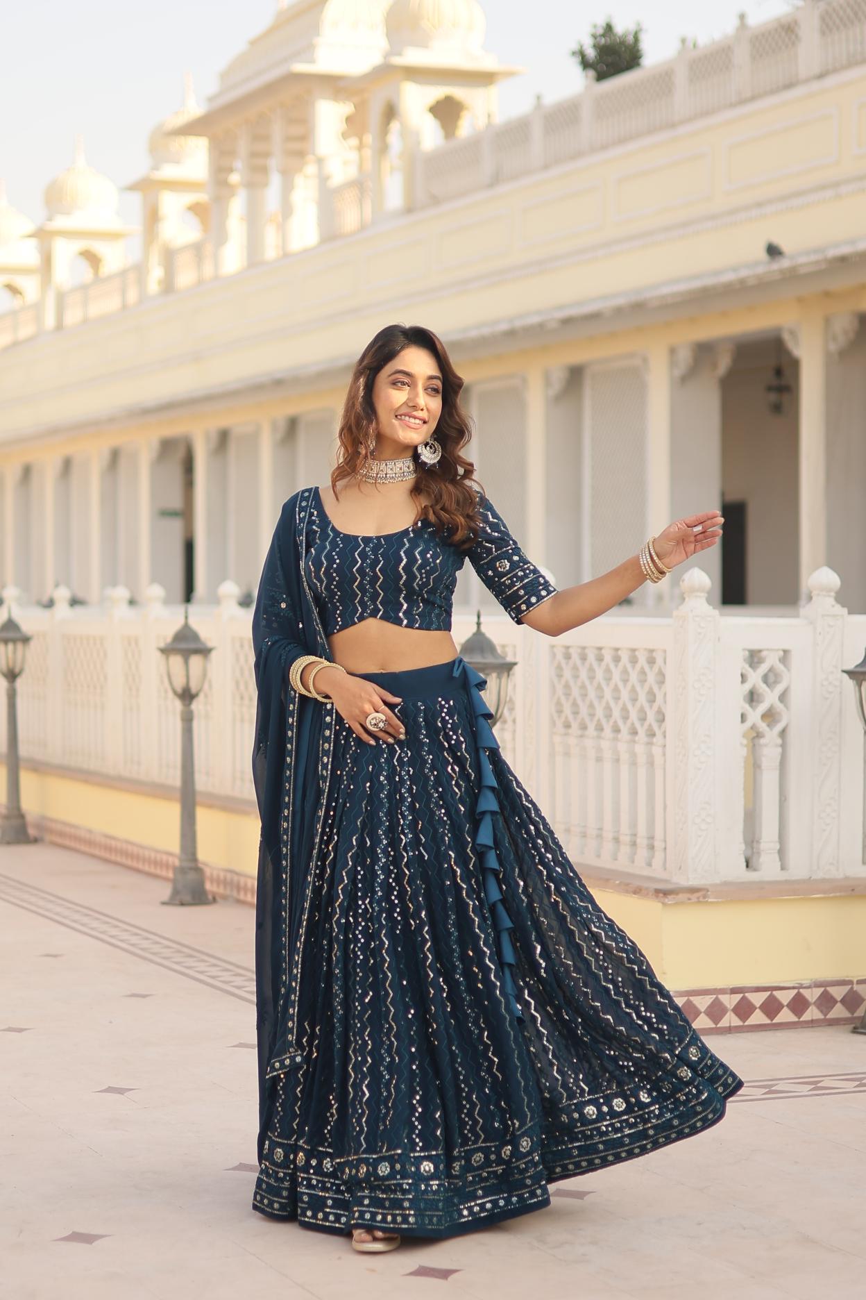 rama lehenga Half Sleev