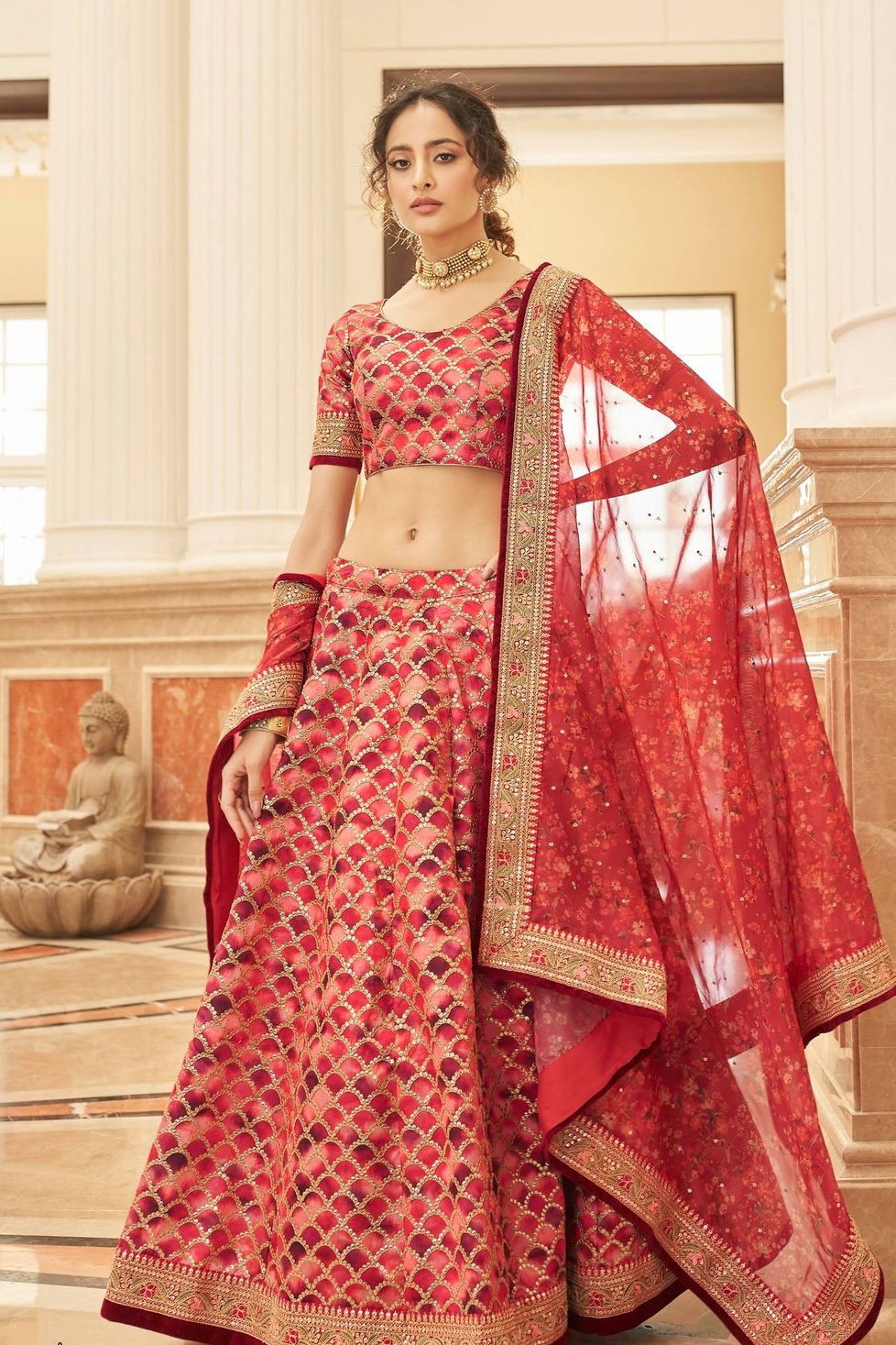 red lehenga for wedding