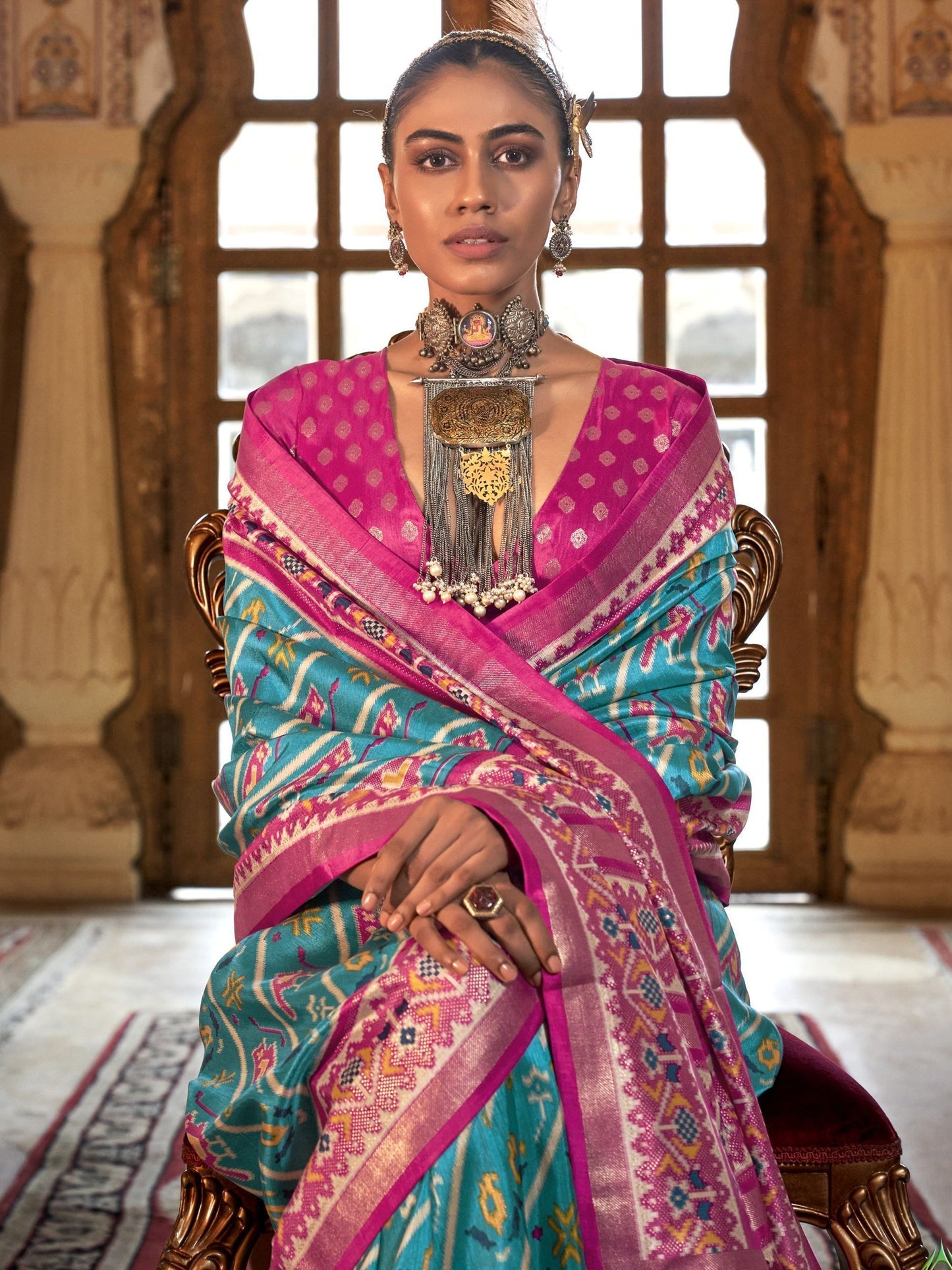 Sky Blue Saree With Blouse for weddings