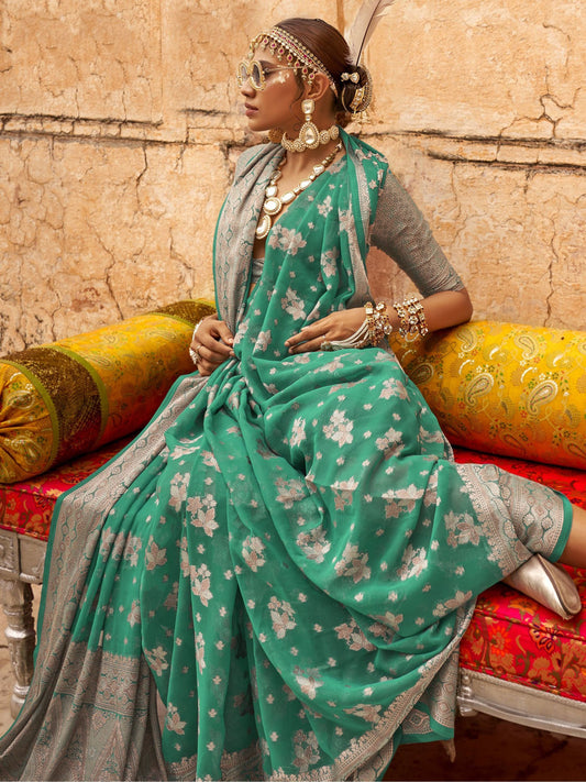 Rama georgette weaving saree for women online shopping