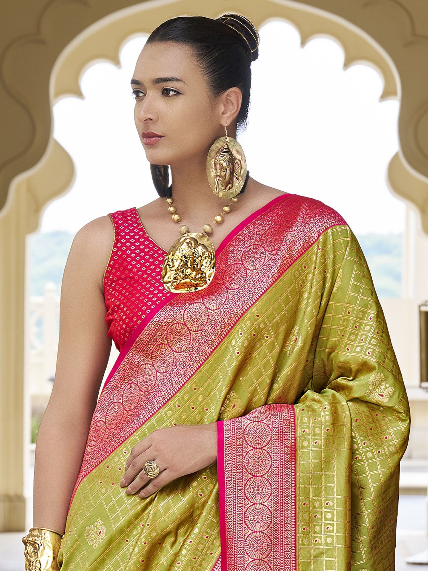 Pista Green Banarasi Silk Saree Online shopping