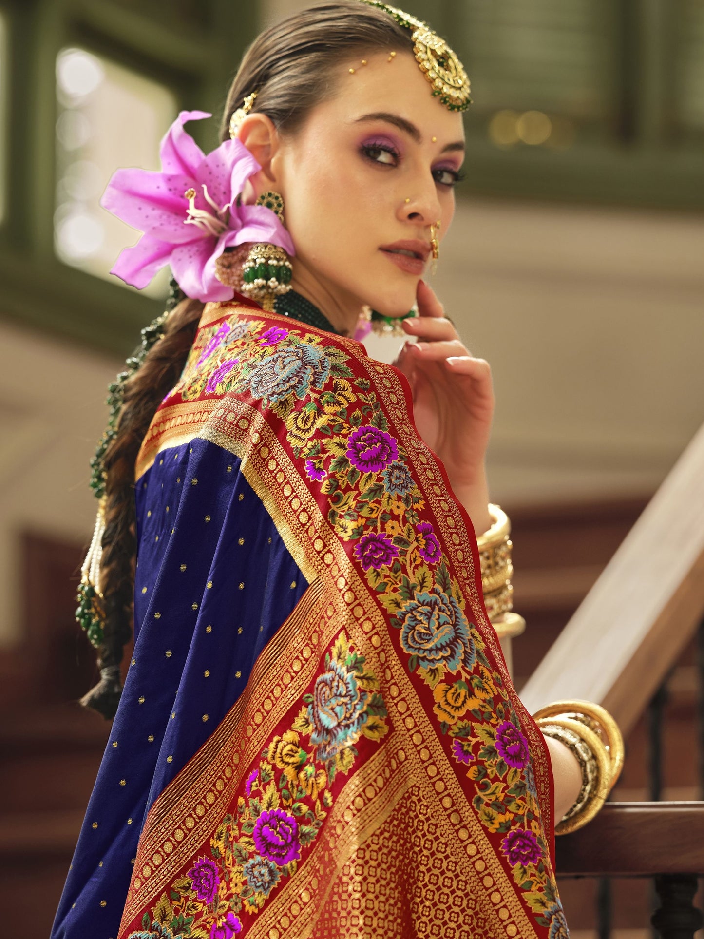 Royal Blue Banarasi Silk Saree
usa uk free shipping