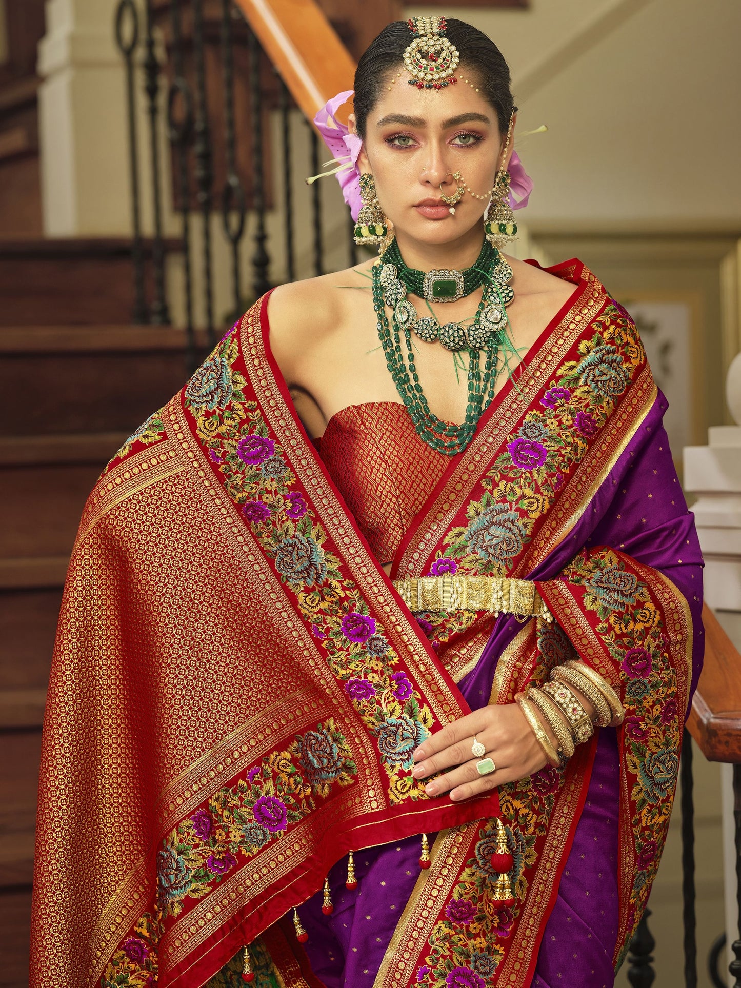Purple colour Banarasi Silk Saree online