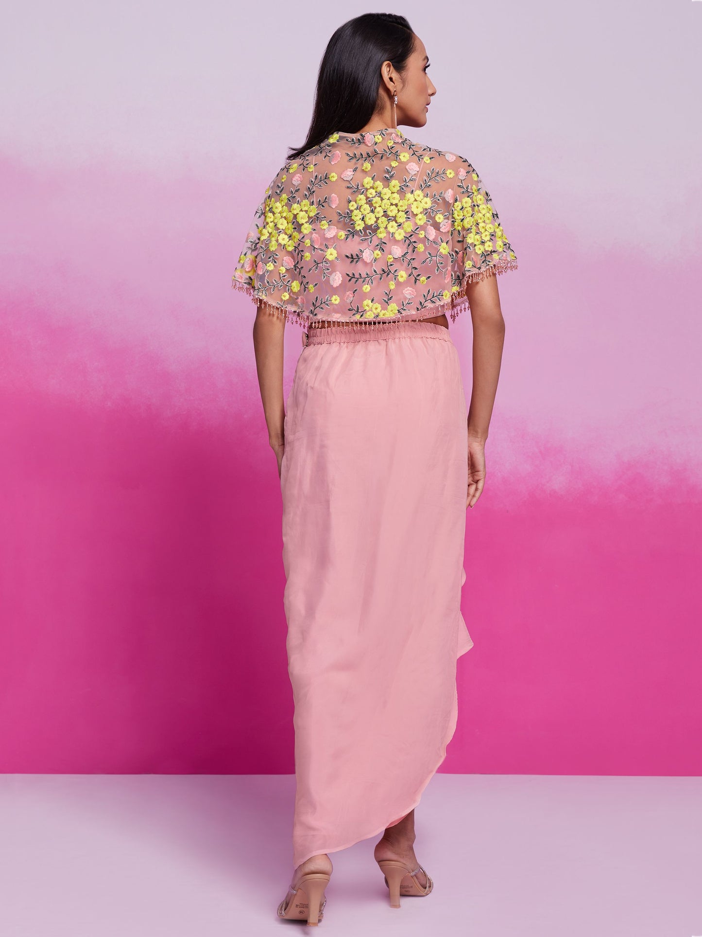 Peach color organza co-ord set images