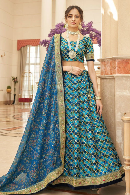 Blue Lehenga combination