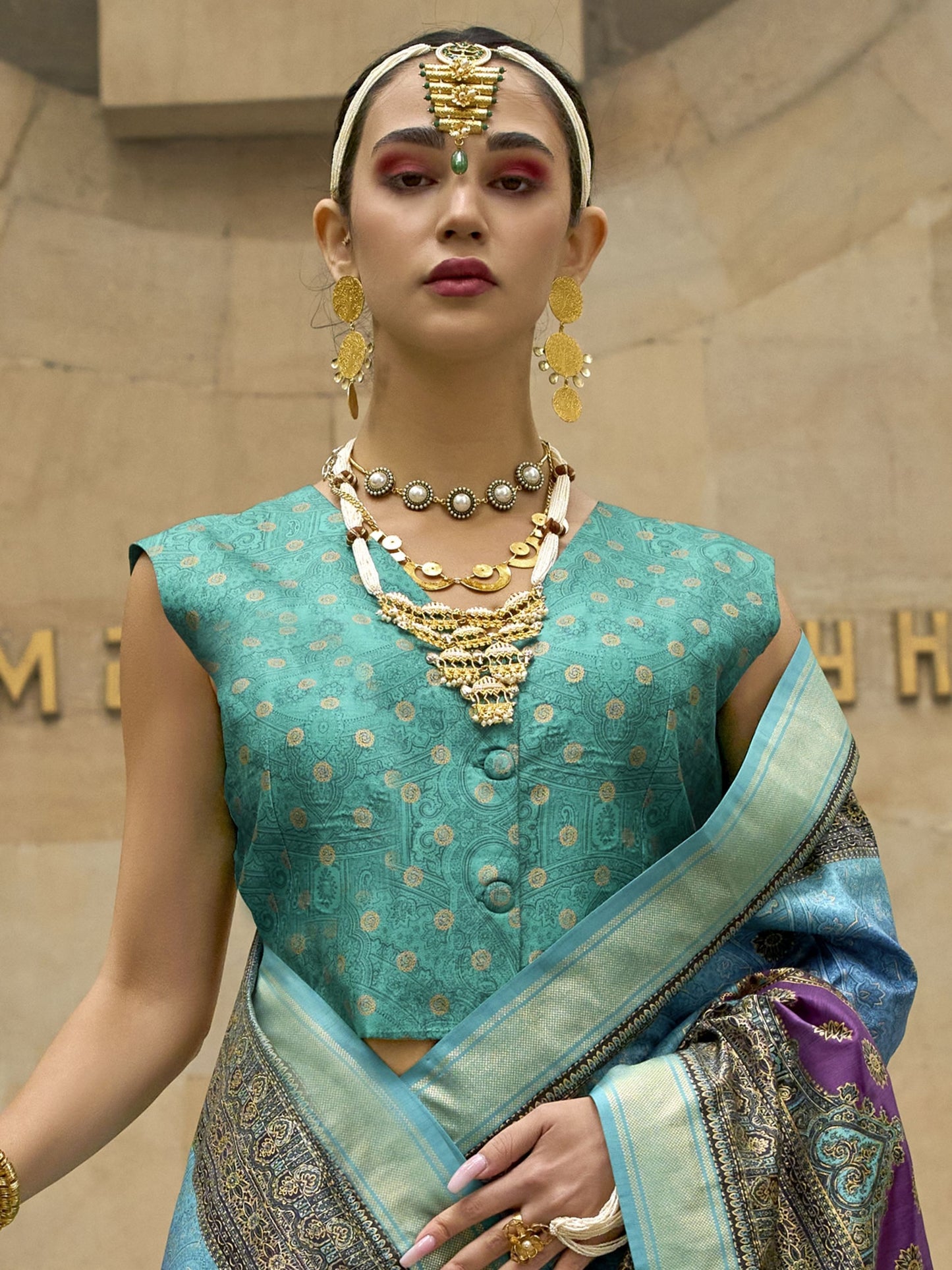 Sky color poly viscose silk saree price