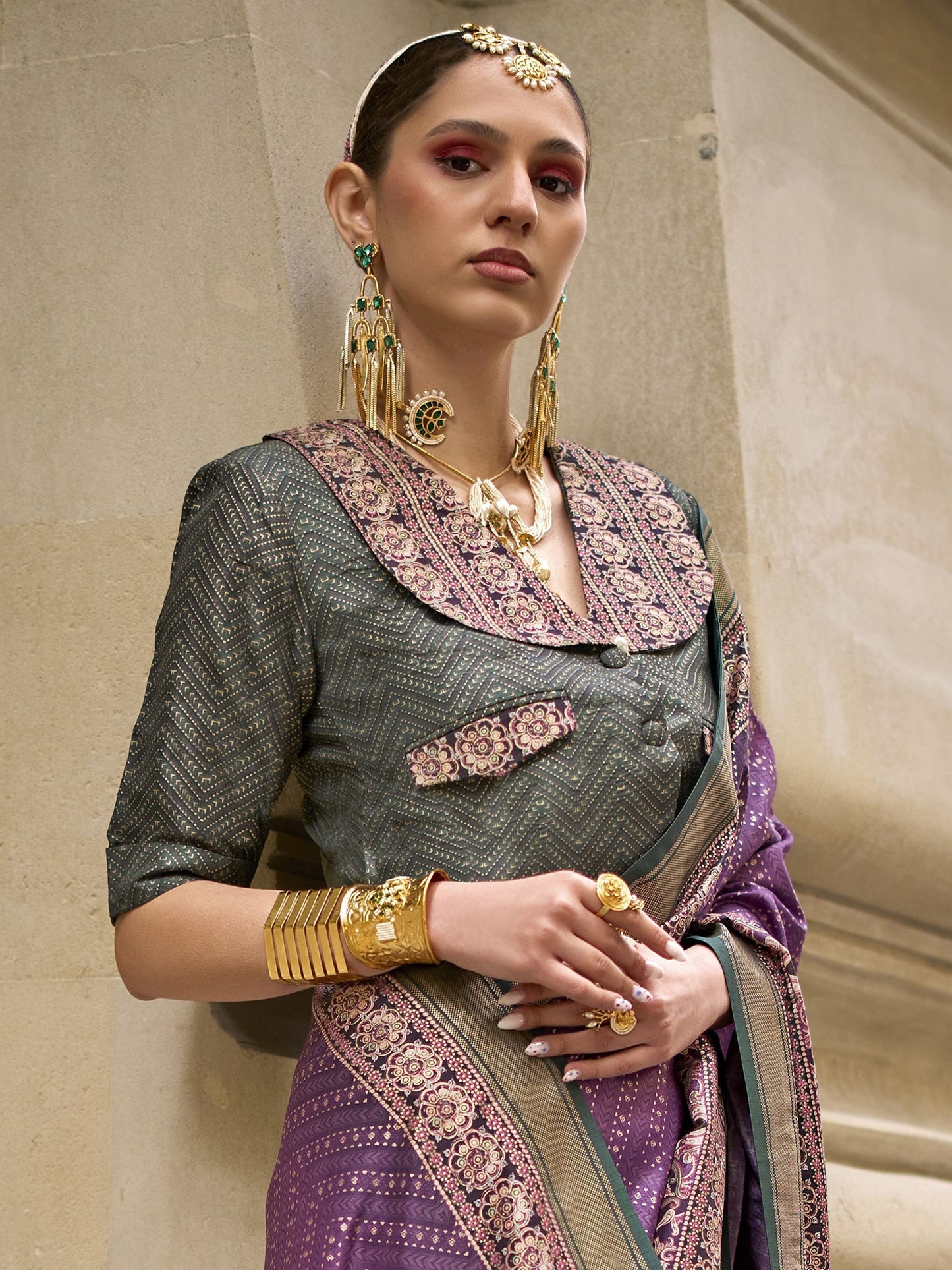 Wine poly viscose silk saree images