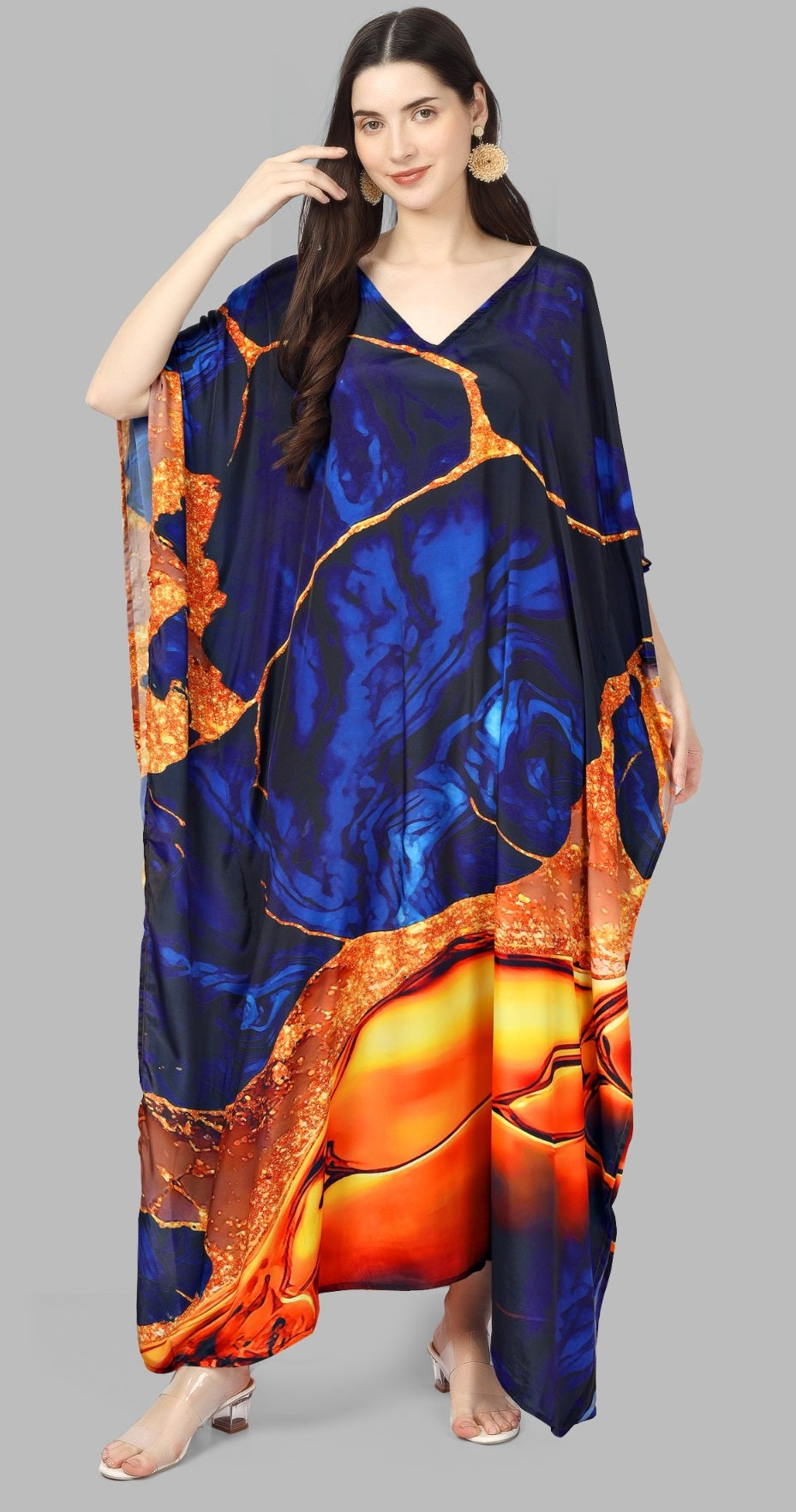 Fancy Attractive Printed Beach Party Wear Maxi Kaftan Dress