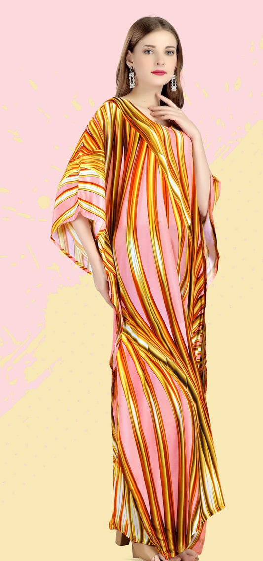Maxi long kaftan dress party wear with sleeves