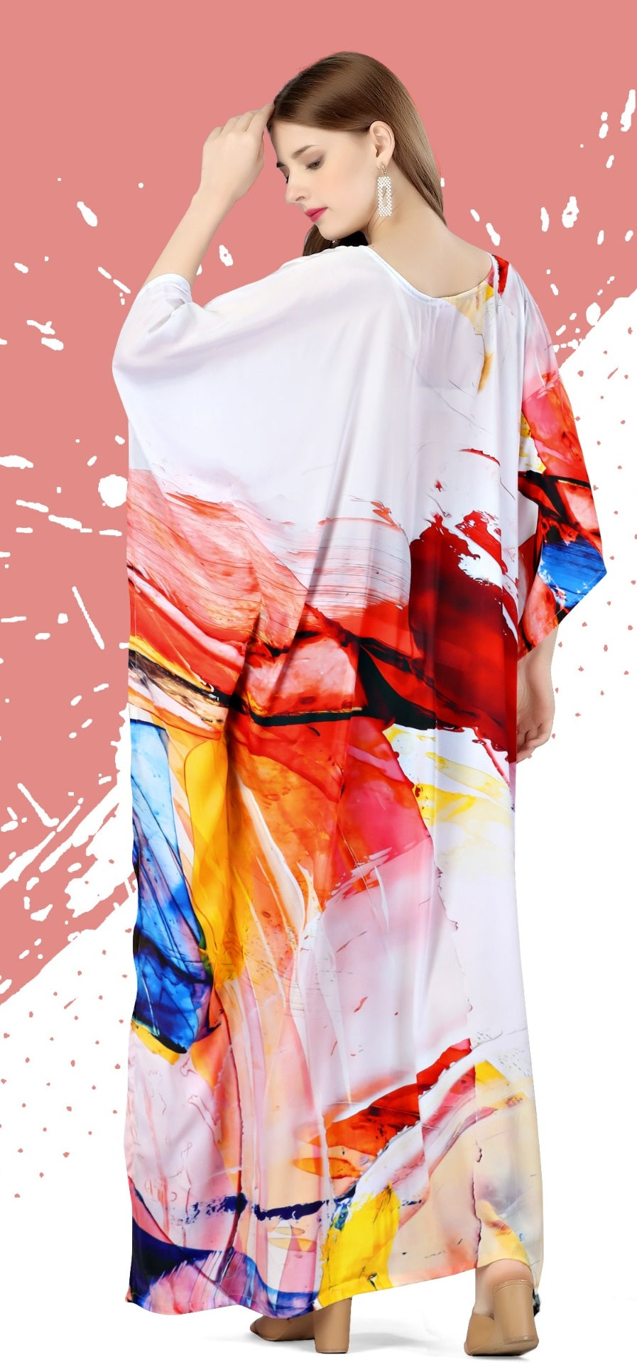 Women maxi kaftan dress party wear with sleeves