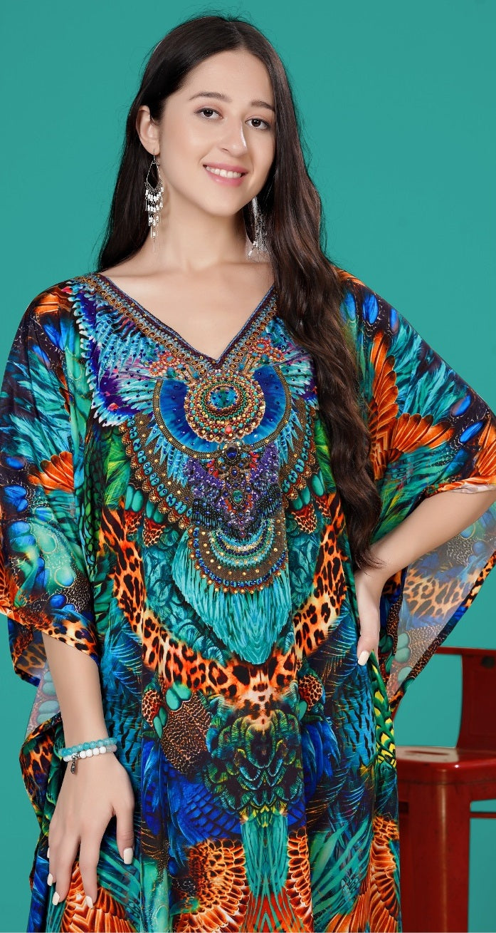 Casual women's loose kaftan maxi dress