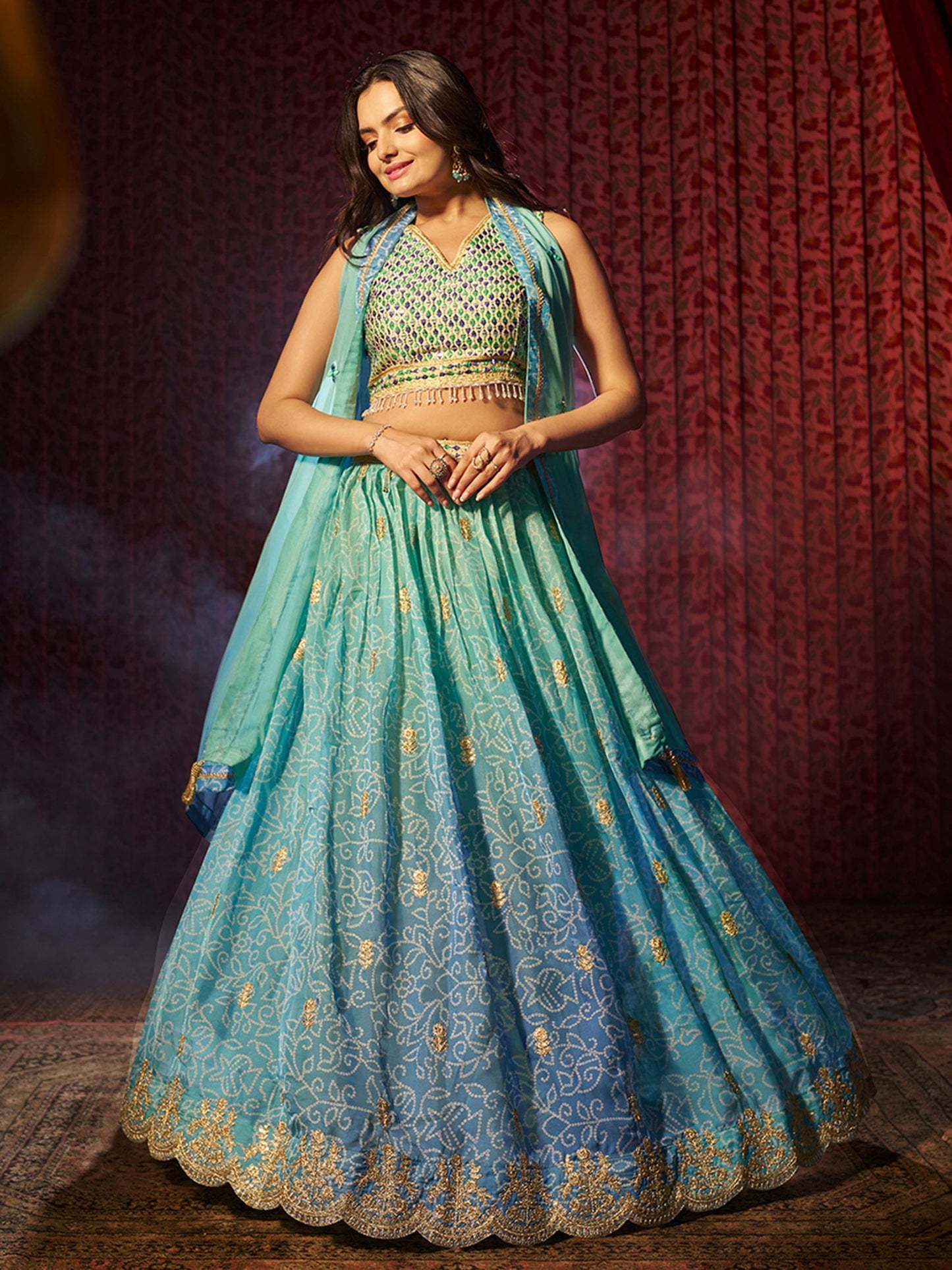 Sky Blue Lehenga for Engagement