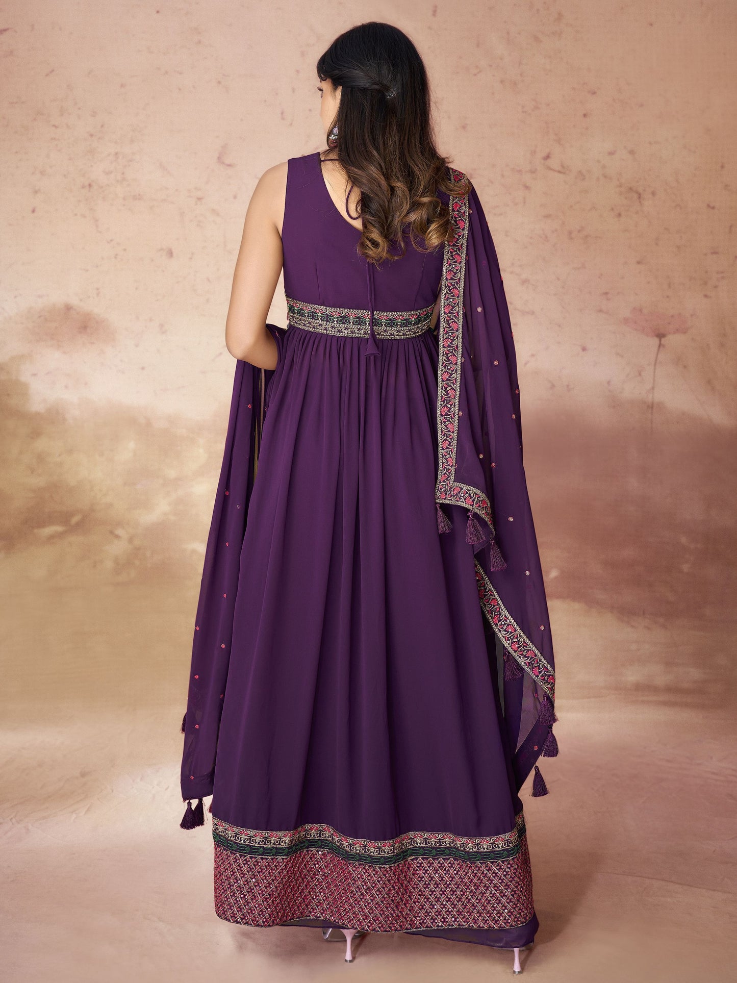 Georgette wine color sharara suit for women images