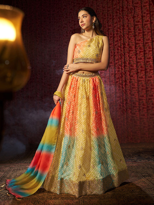 Yellow Organza Lehenga for haldi