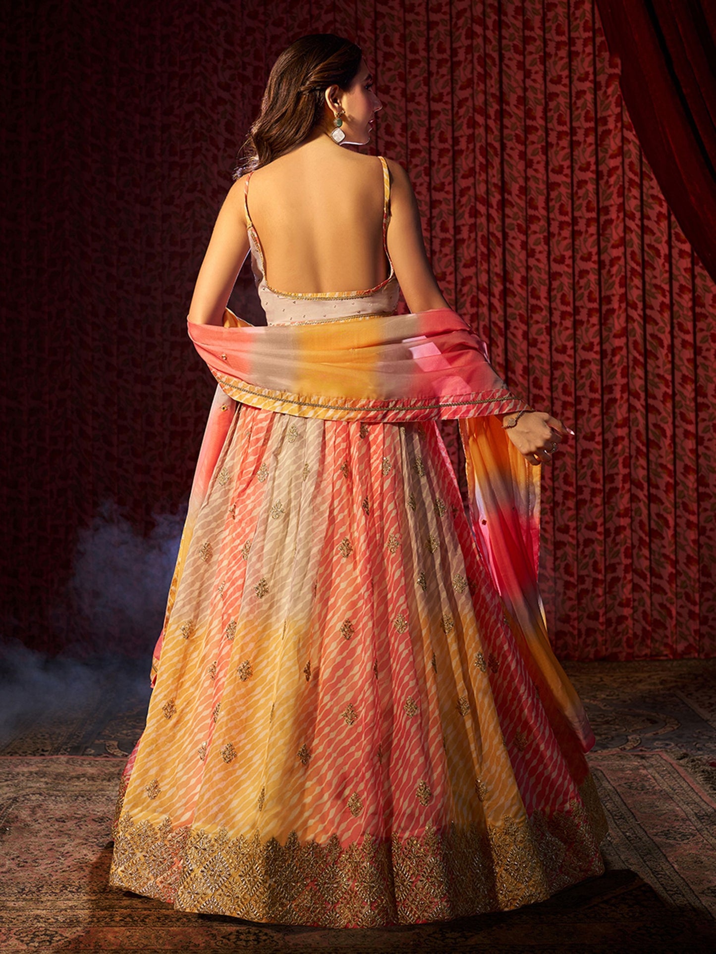 Multi color traditional lehenga choli with blouse online