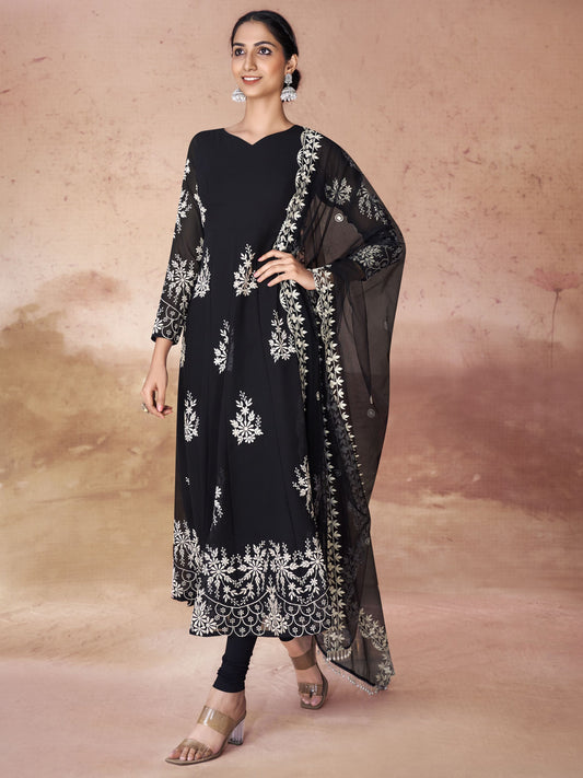 Black georgette salwar suit for women with dupatta